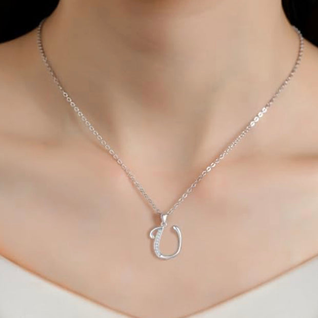 925 Sterling Silver Initial Pendant Necklace – Identity Chain Jewelry for Women