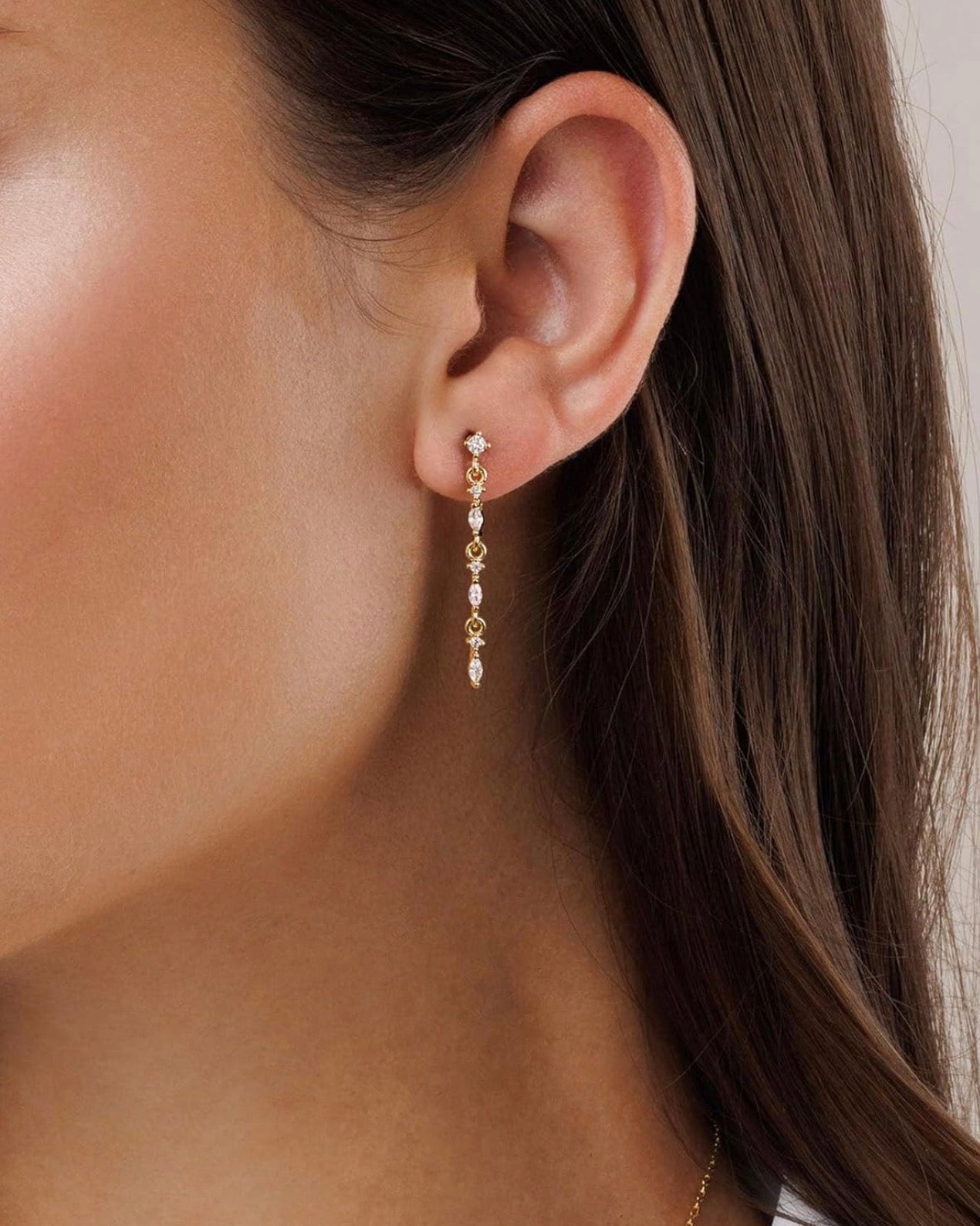 14K Gold Plated Silver 925 Drop Earrings