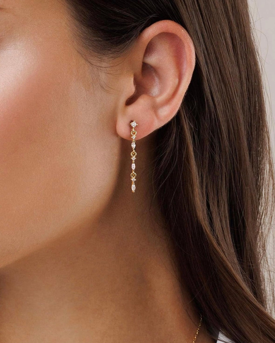 Dainty Gold-Plated 925 Silver Drop Earrings – Elegant 3cm Dangle