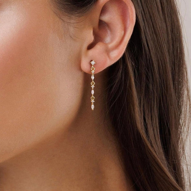 Dainty Gold-Plated 925 Silver Drop Earrings – Elegant 3cm Dangle