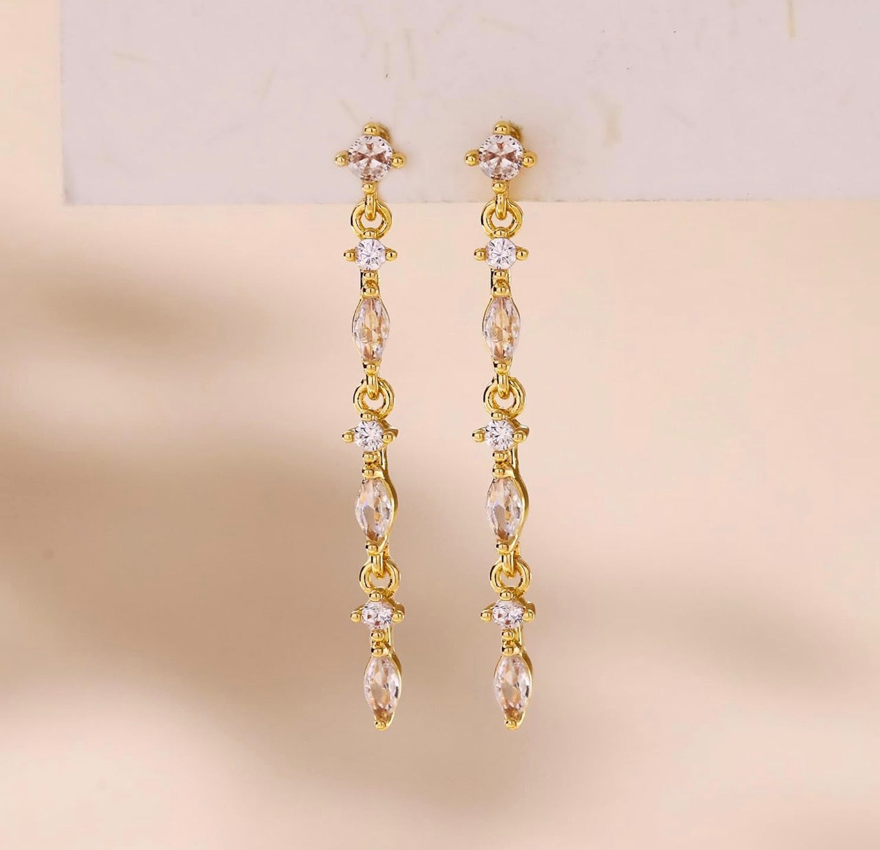 14K Gold Plated Silver 925 Drop Earrings