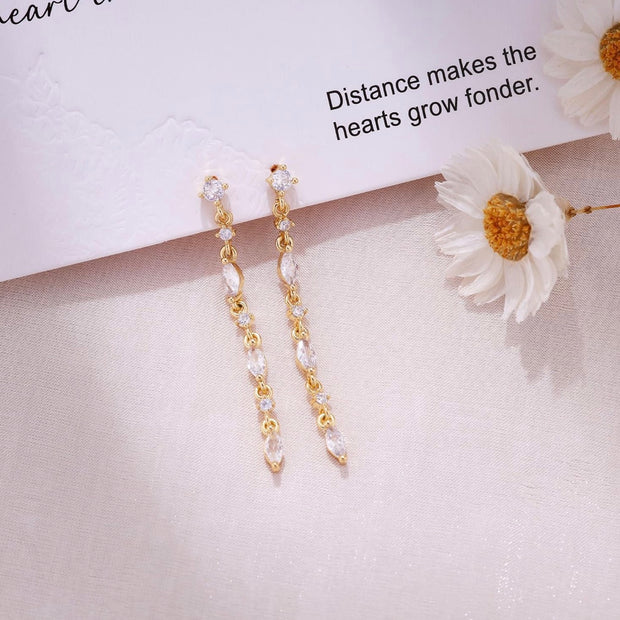 Dainty Gold-Plated 925 Silver Drop Earrings – Elegant 3cm Dangle