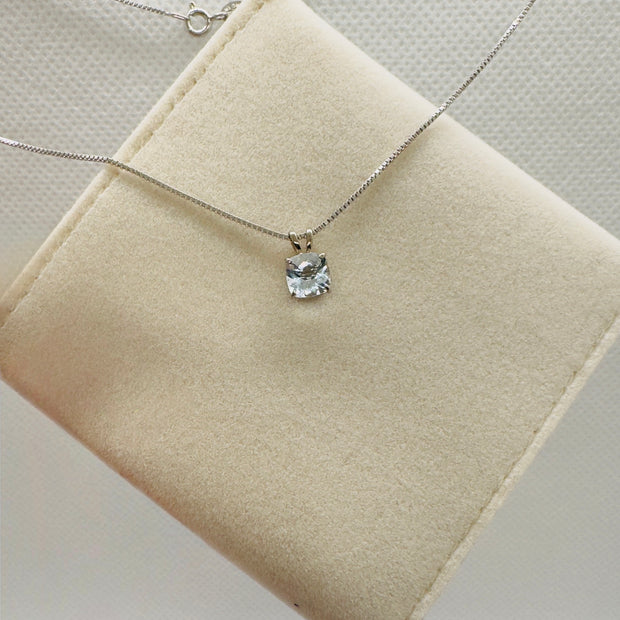 Elegant 925 Sterling Silver Cushion Cut Pendant Necklace