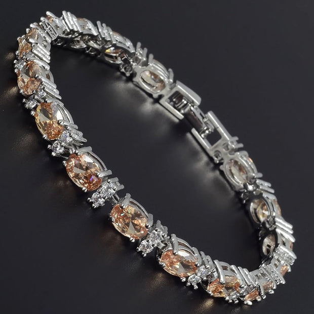 Sparkling Oval Cut CZ Tennis Bracelet – 8mm Elegant Statement