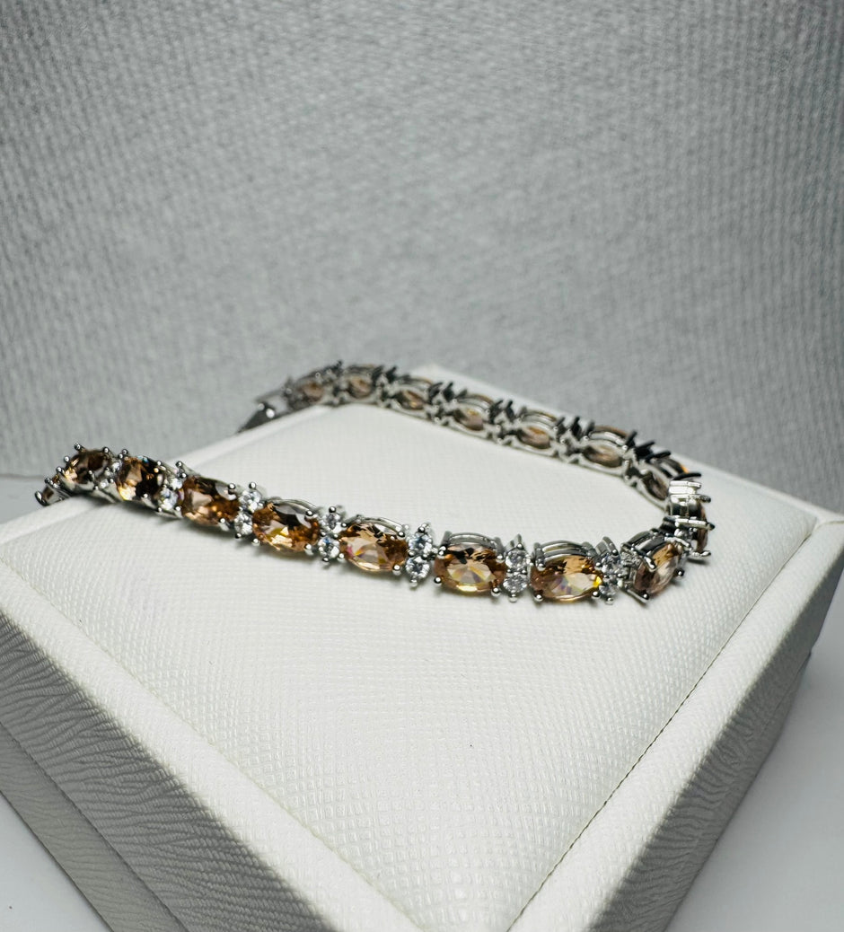 Sparkling Oval Cut CZ Tennis Bracelet – 8mm Elegant Statement