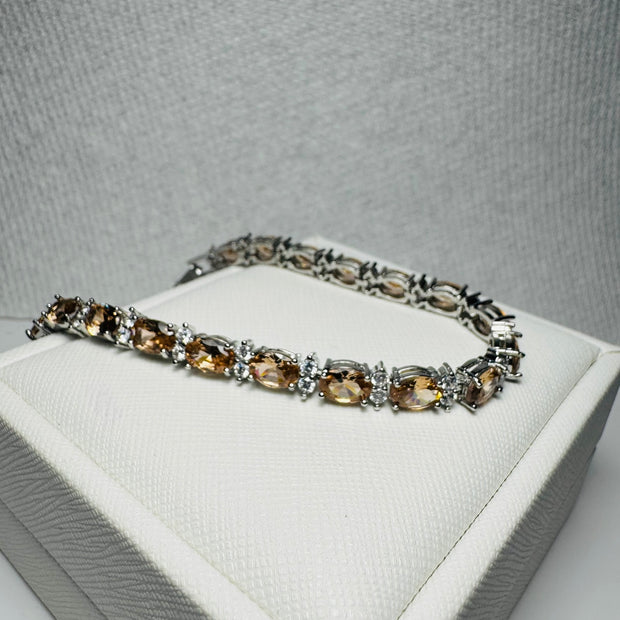 Sparkling Oval Cut CZ Tennis Bracelet – 8mm Elegant Statement