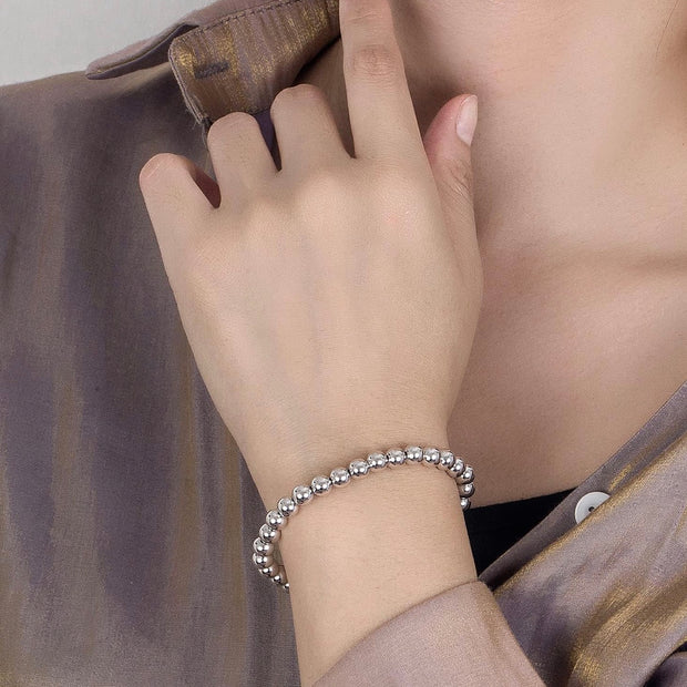Dankadi Sleek Sterling Silver Bead Bracelet – Smooth Delicate Wristband