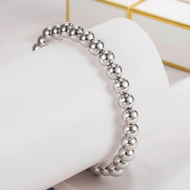 Dankadi Sleek Sterling Silver Bead Bracelet – Smooth Delicate Wristband
