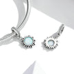 Radiant Opal Sun Charm – Silver Celestial Pendant for Layering