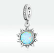 Radiant Opal Sun Charm – Silver Celestial Pendant for Layering
