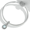 Radiant Opal Sun Charm – Silver Celestial Pendant for Layering