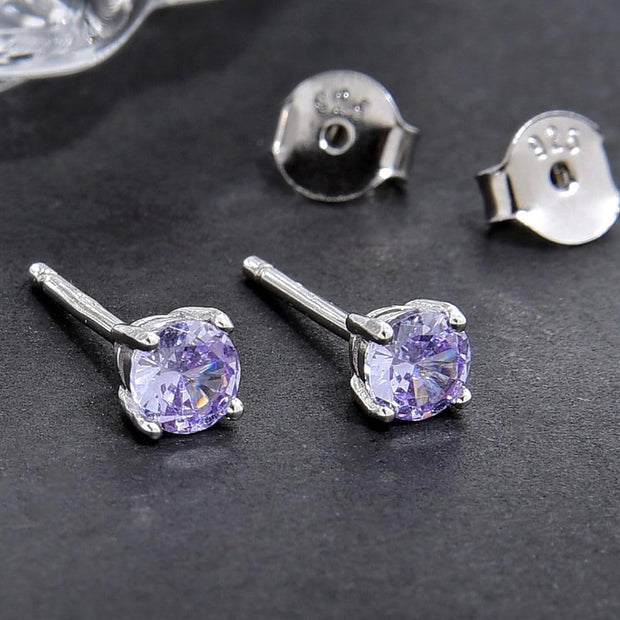 Elegant Sterling Silver CZ Stud Earrings – Diamond-Like Brilliance