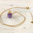 14K Gold-Plated Raw Amethyst Necklace – Purple Crystal Pendant