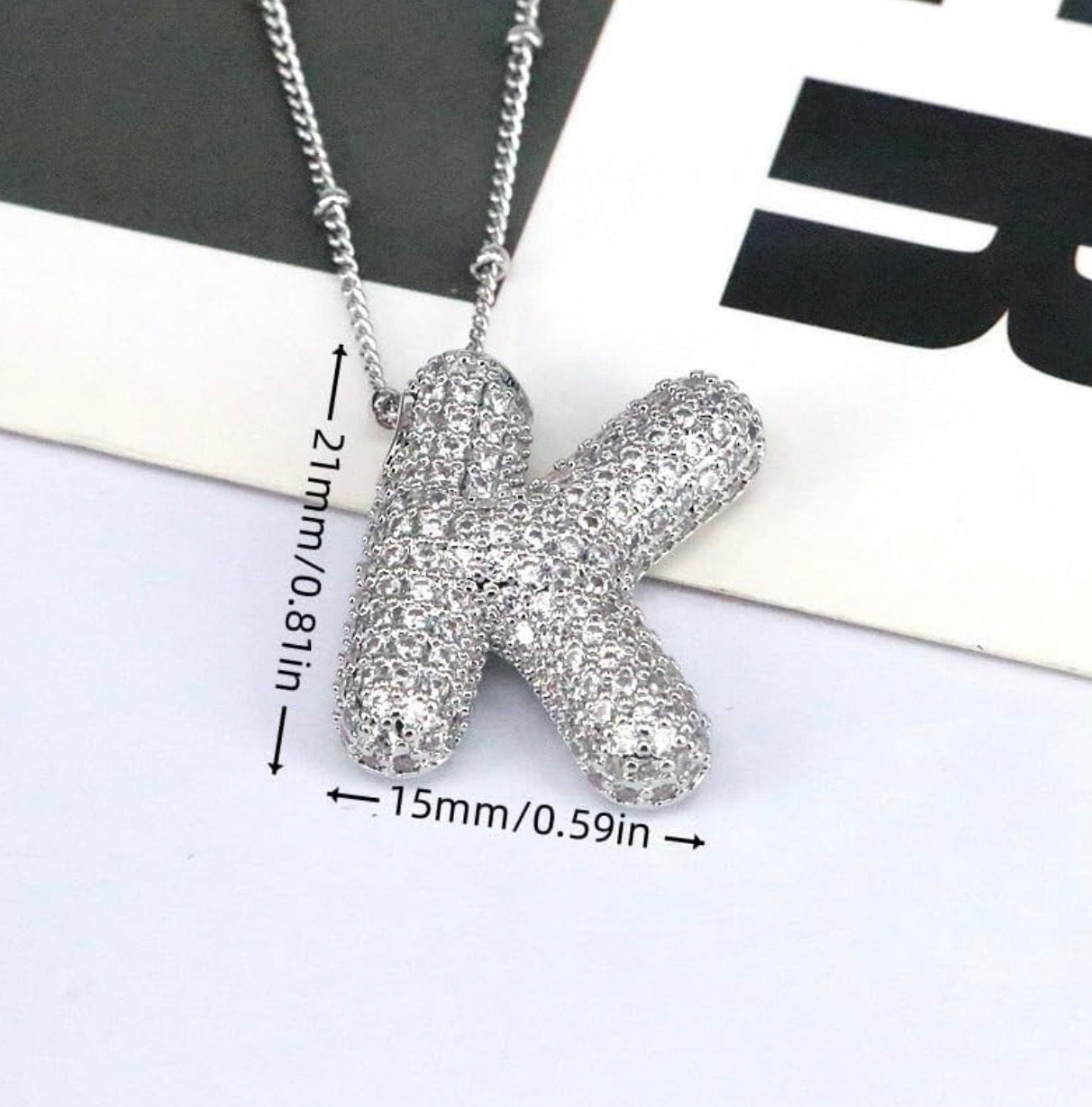 CZ Buble Initial Letter Necklace