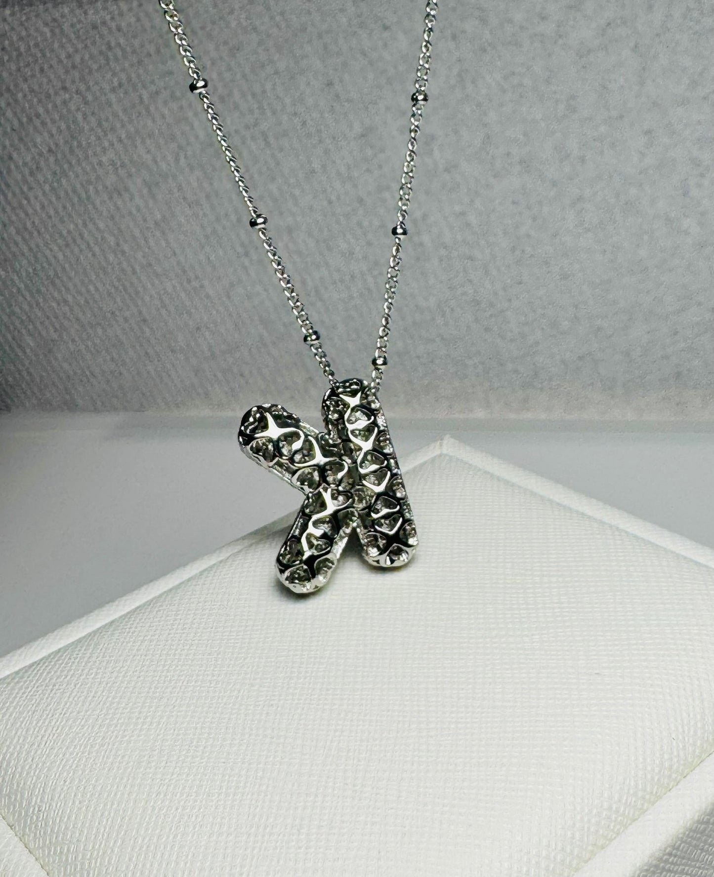 CZ Buble Initial Letter Necklace