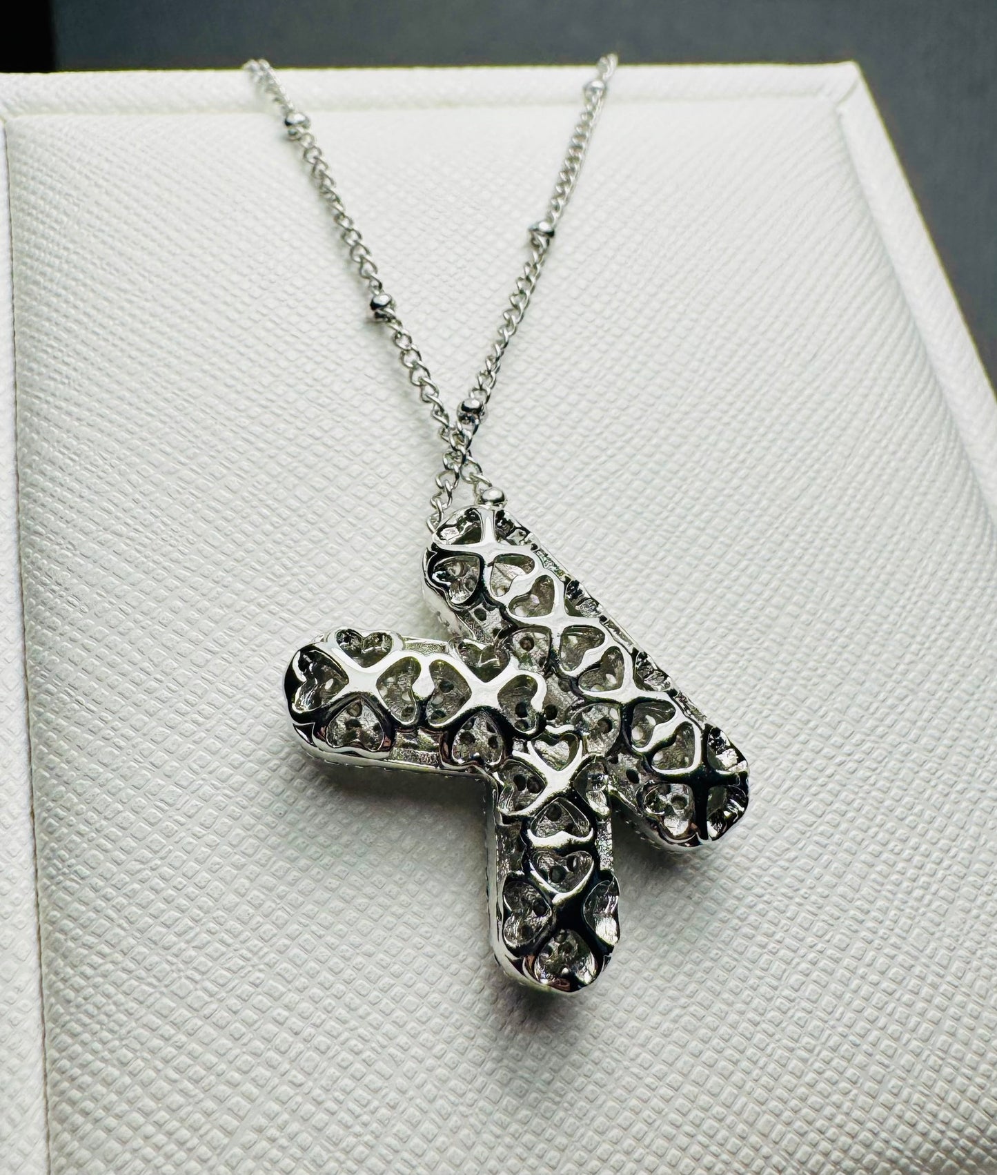 CZ Buble Initial Letter Necklace