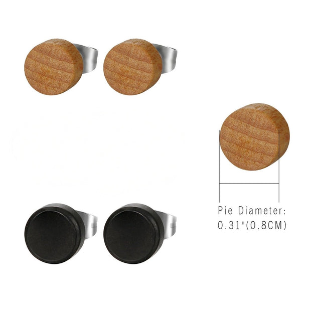 Minimalist Wood Stud Earrings – Natural Wooden Jewelry with Steel Post