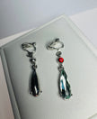 Moving Castle Inspired Silver-Tone Green Teardrop Clip-On Earrings
