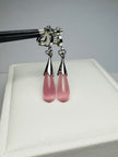 Elegant Pink Teardrop Clip-On Dangle Earrings