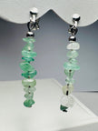 Elegant 4.5cm Natural Green Aventurine Gemstone Clip-On Drop Earrings
