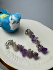 Natural Raw Amethyst Gemstone Chip Clip-On Dangle Earrings