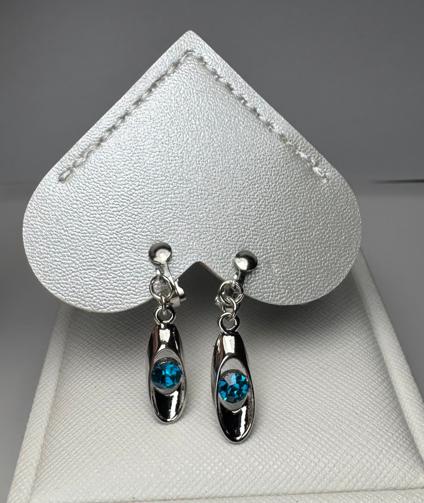 Teardrop Druse Crystal Dangle Clip On Earrings