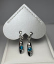 Elegant Silver-Tone Hollow Teardrop Blue Crystal Clip-On Drop Earrings