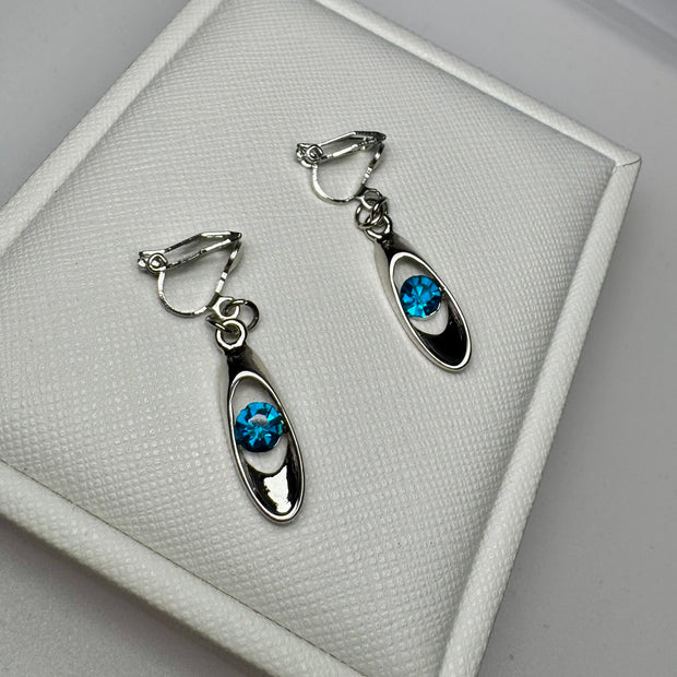 Teardrop Druzy Crystal Dangle Clip On Earrings – Non-Pierced Jewelry