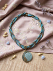 Vintage Bohemian Turquoise Rhinestone Statement Pendant Necklace