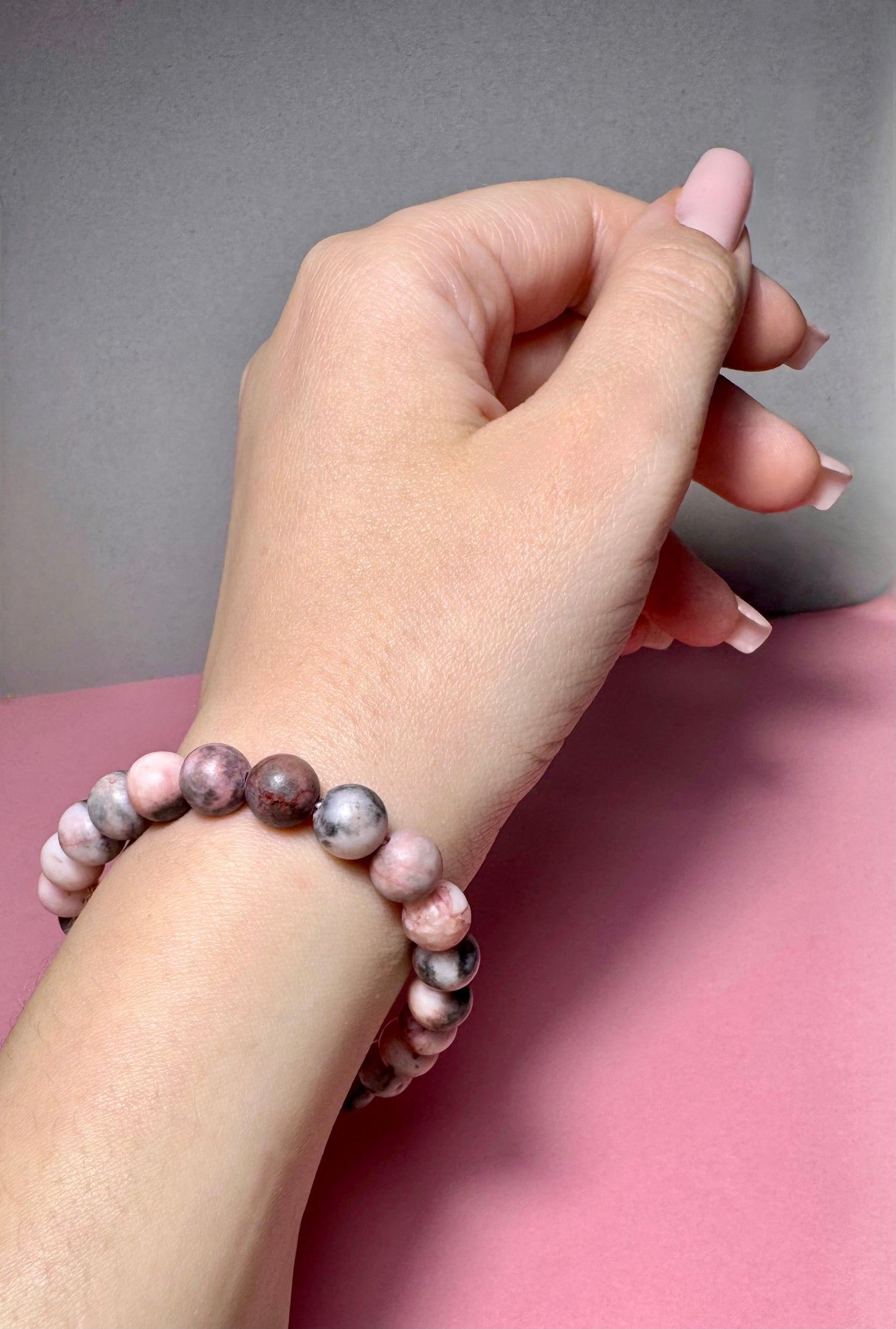 Pink Zebra Jasper Elastic Bracelet