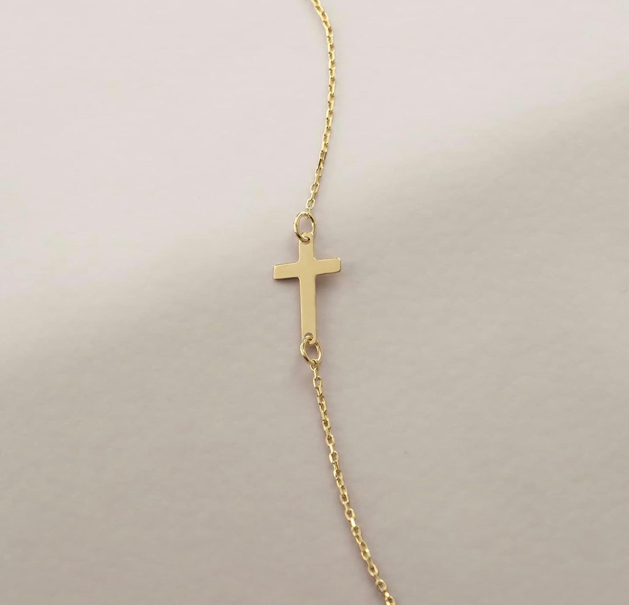 Gold Plated Sideways Cross Bracelet