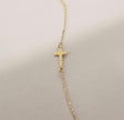 Elegant Horizontal Cross Bracelet – Minimalist Gold-Plated Wrist Accessory