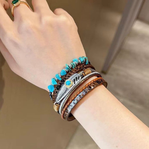 Sleek Multi-Strand Leather Bracelet – Comfortable Everyday Wristband
