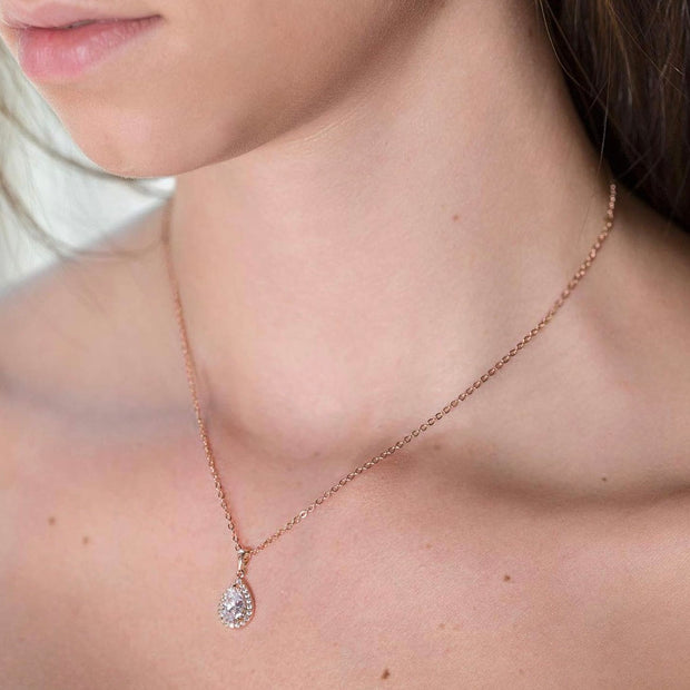 Sparkling Crystal Drop Necklace – Affordable Luxury Gold Plated Jewelry