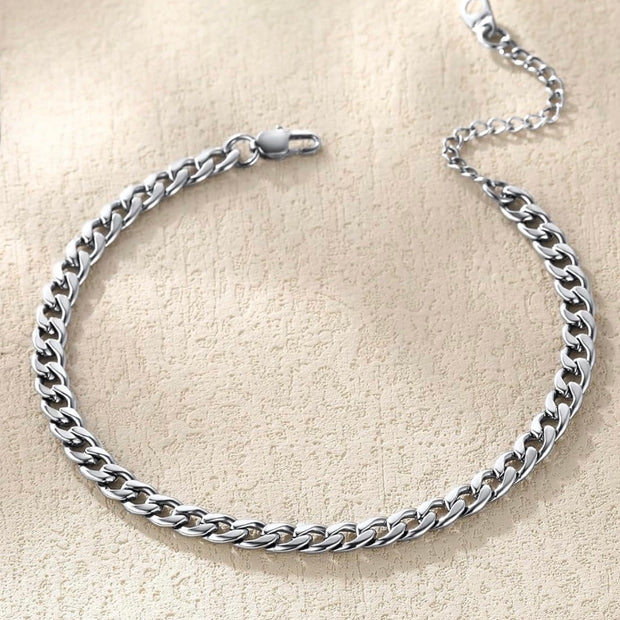 Heavy-Duty Cuban Link Bracelet – Minimalist Polished Stainless Steel Chain
