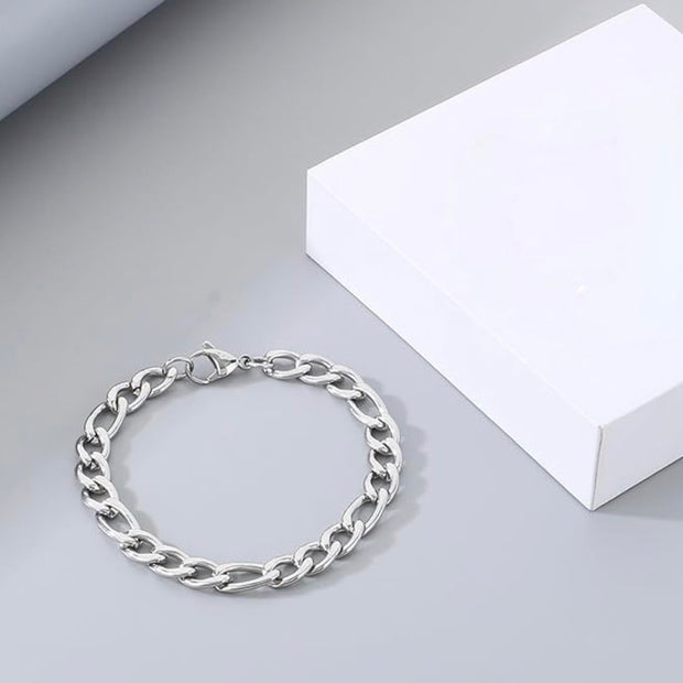 Classic Figaro Curb Bracelet – Minimalist Stainless Steel Everyday Jewelry