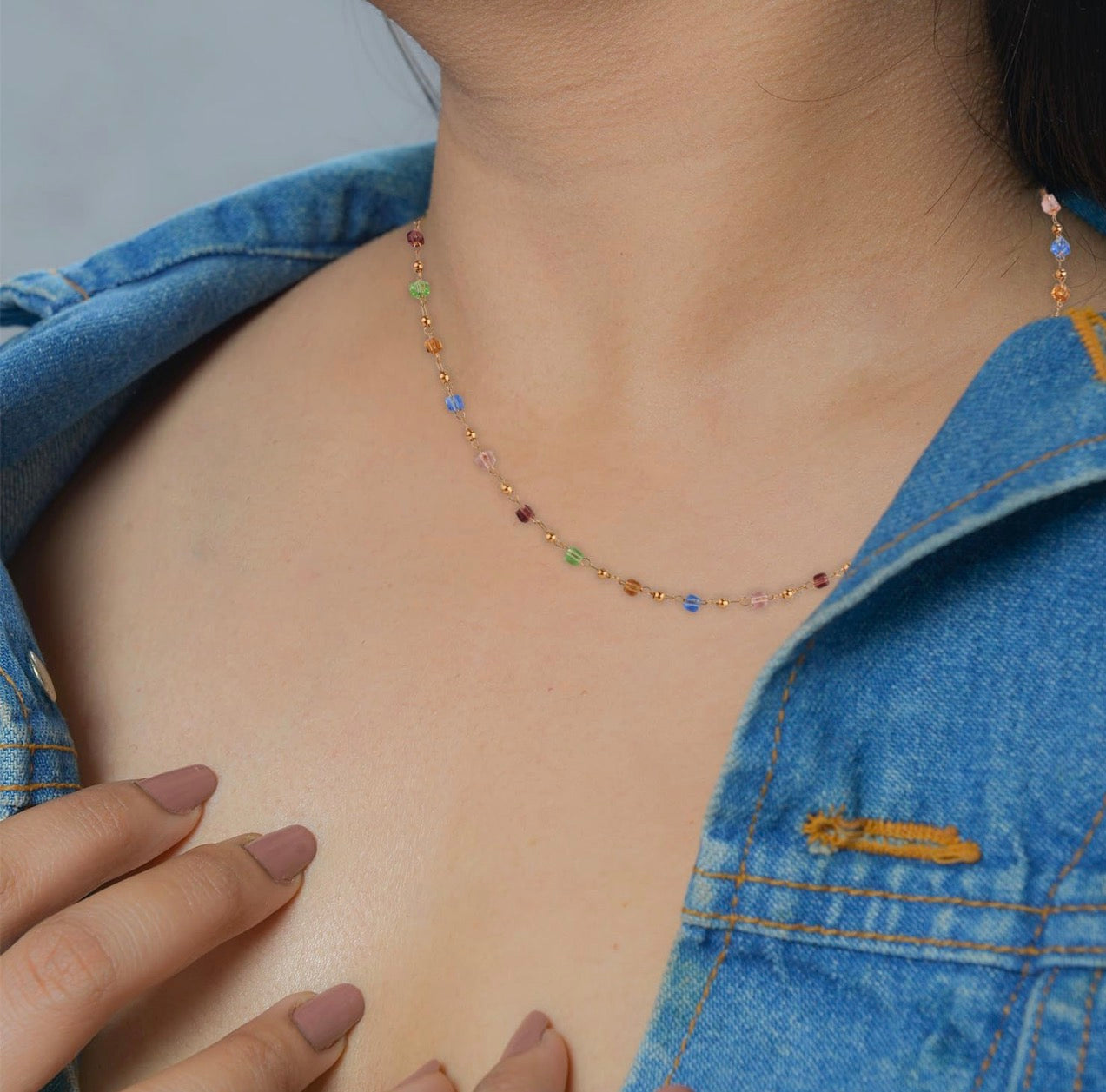 Colorful Summer Beaded Choker Necklace