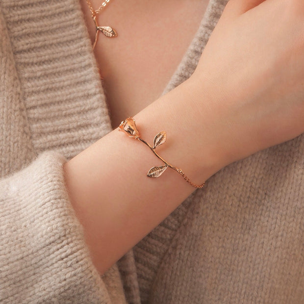 Dainty Rose Charm Anklet – Elegant Stainless Steel Bracelet for Her