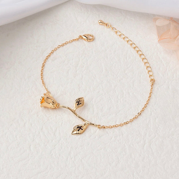 Dainty Rose Charm Anklet – Elegant Stainless Steel Bracelet for Her
