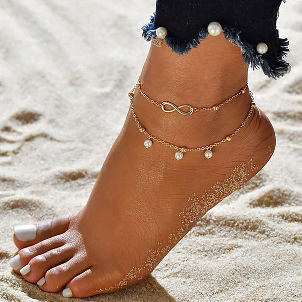 Minimalist Multilayer Chain Anklet Bracelet – Stainless Steel Layered Jewelry