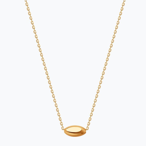 Stainless Steel Bean Pendant Necklace – Adjustable 16.9"-20.0" Minimalist Chain