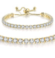 14K Gold Plated Cubic Zirconia Tennis Bracelet – Adjustable Sparkle Jewelry