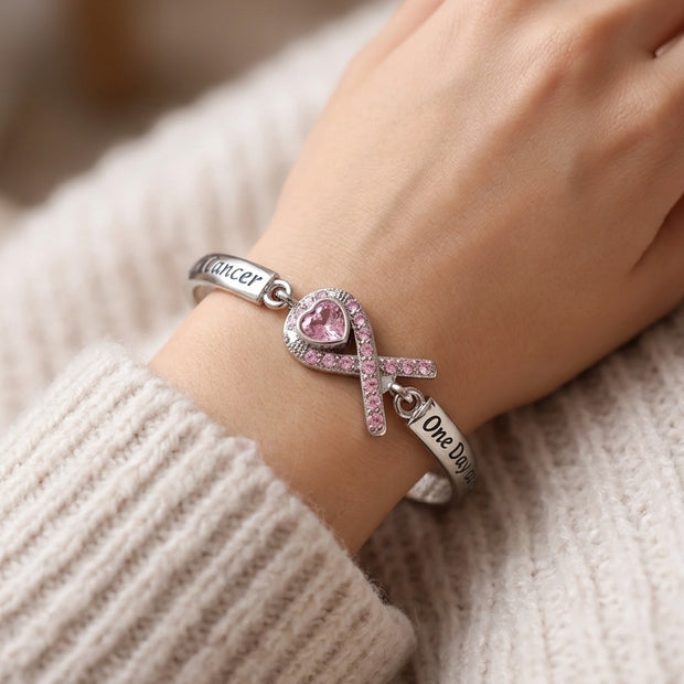 Fight Cancer Awareness Copper Bracelet – Adjustable Cubic Zirconia Jewelry