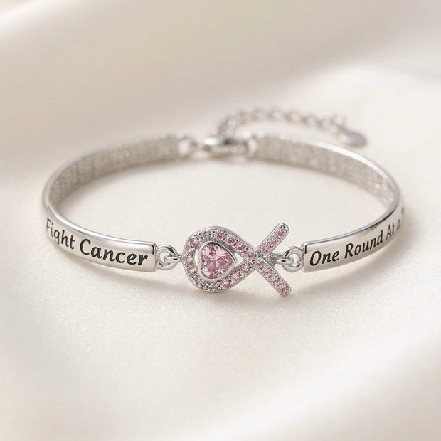 Fight Cancer Awareness Copper Bracelet – Adjustable Cubic Zirconia Jewelry