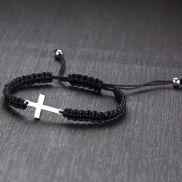 Adjustable Cross Nylon Rope Bracelet – Minimalist Unisex Cord Jewelry