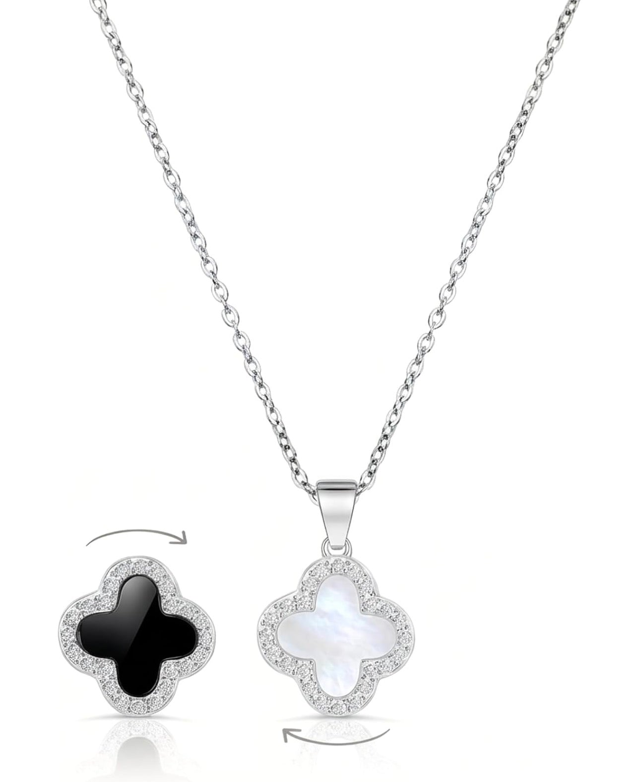 2 Side Four Leaf Clover Necklace