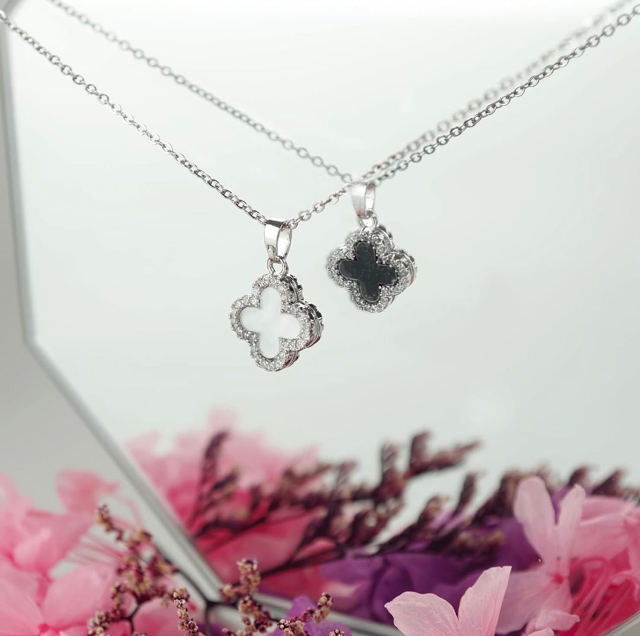 2 Side Four Leaf Clover Necklace