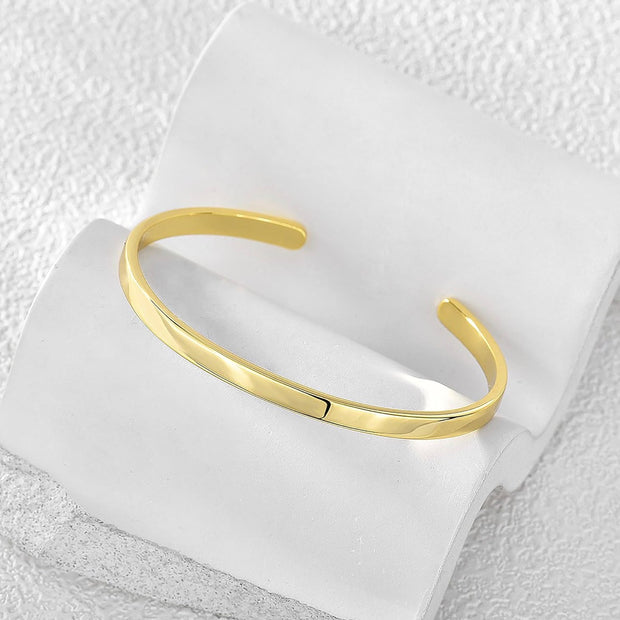Gold Plated Stainless Steel Bangle Cuff Bracelet – 6.7 Inch Polished Finish