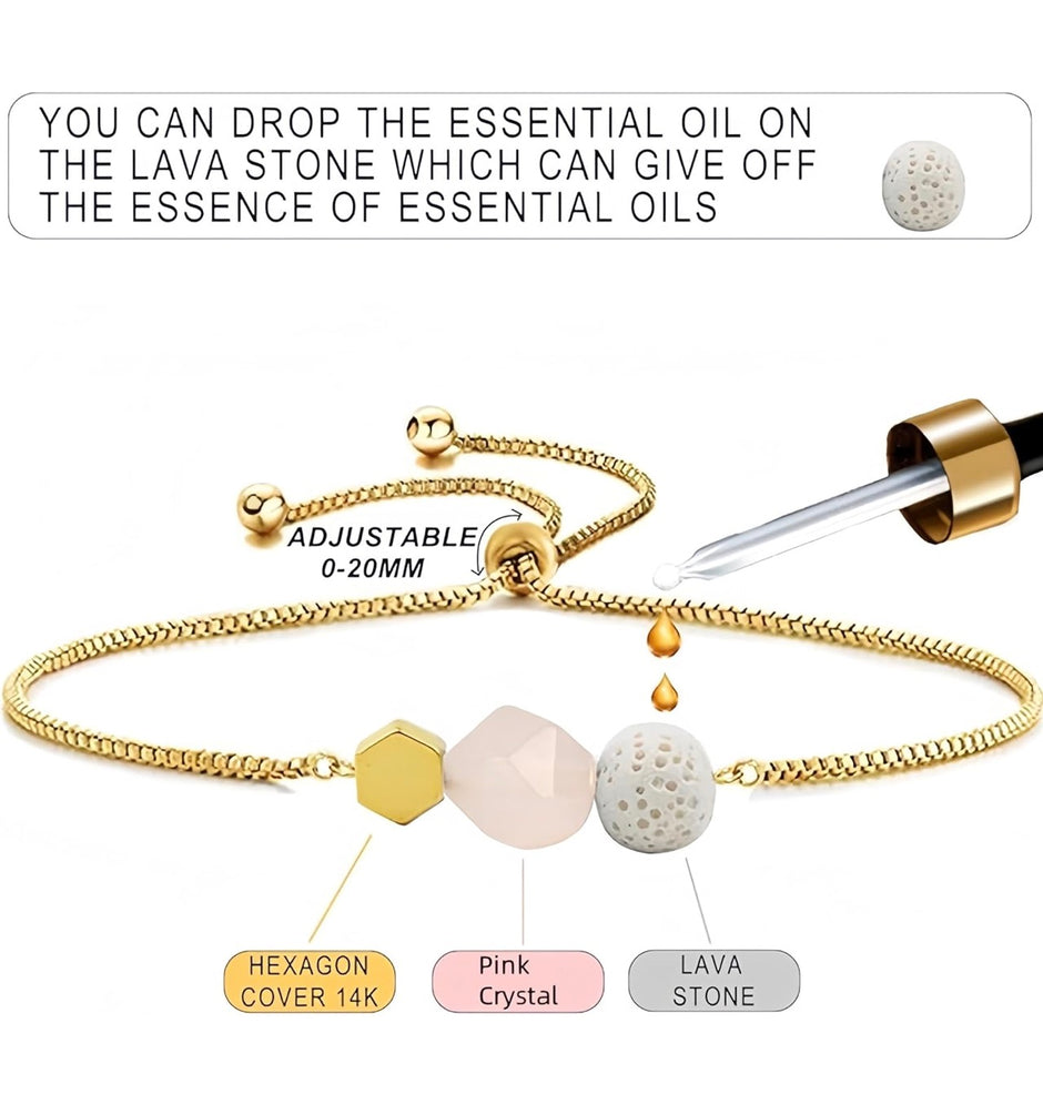 Luxury 14K Gold Plated Aromatherapy Bracelet – Essential Oil Therapy Wellness Gift