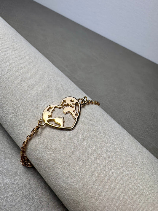 World Map Pendant Bracelet